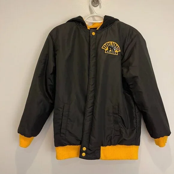 JH Design Group NHL Boston Bruins Reversible Full Zip Coat Black/Yellow Size L K